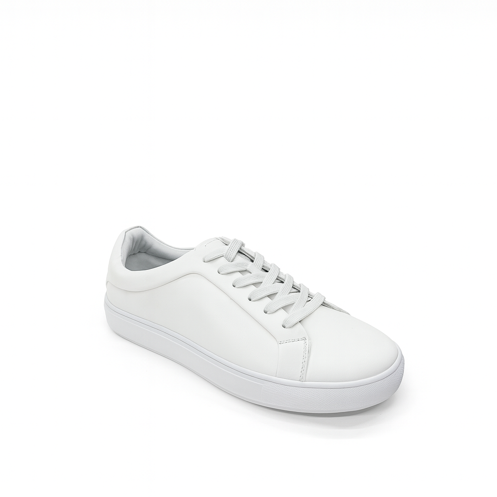 White Casual Lace-Up Sneakers for Men