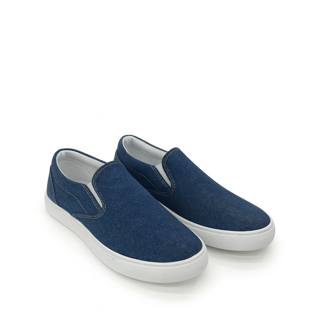 Navy Canvas Slip-On Shoes for Men