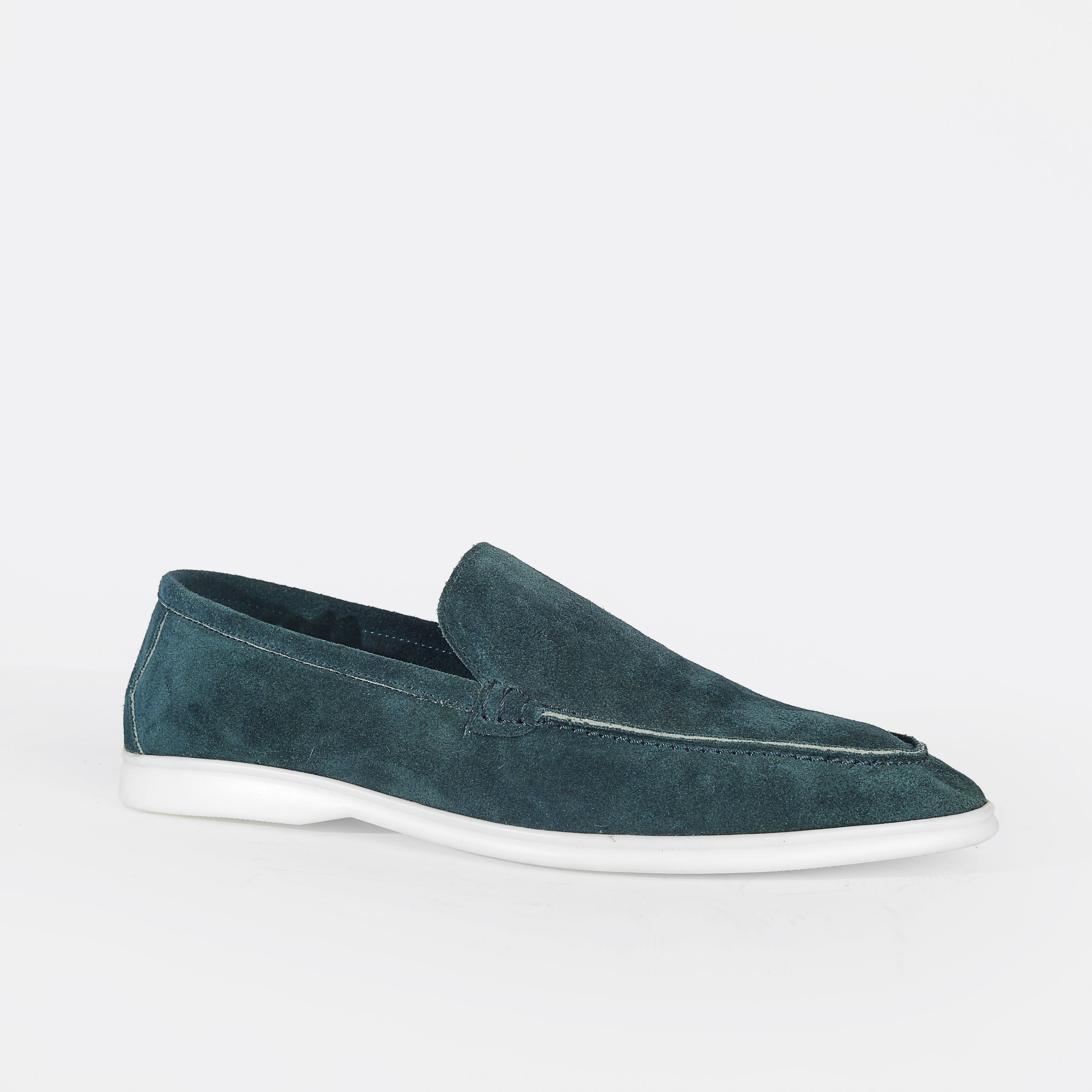 Heritage Suede Flat Loafers For Men Light Navy