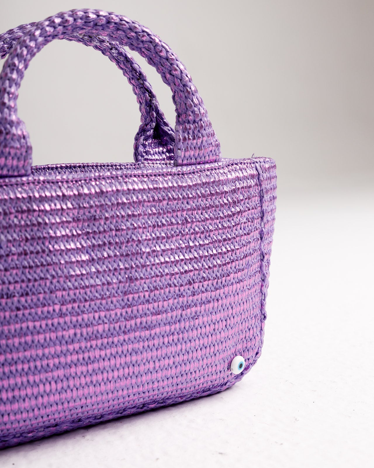 The Mini Metallic Raffia in Lilac