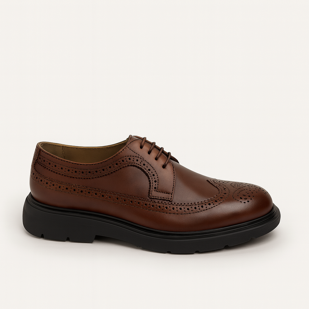 Men’s Brown Wingtip Brogues with Chunky Sole