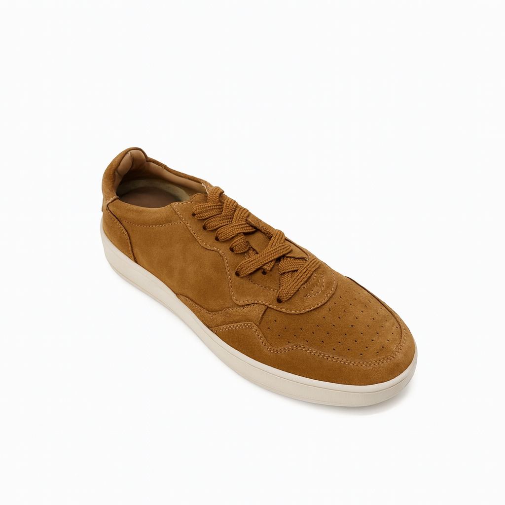 Brown Suede Lace-Up Sneakers for Men