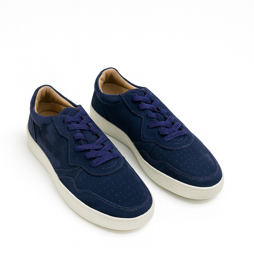 Navy Suede Lace-Up Sneakers for Men