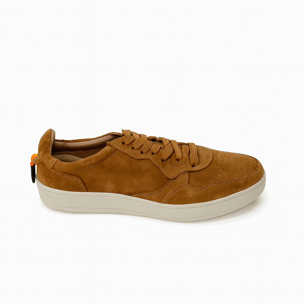 Brown Suede Lace-Up Sneakers for Men