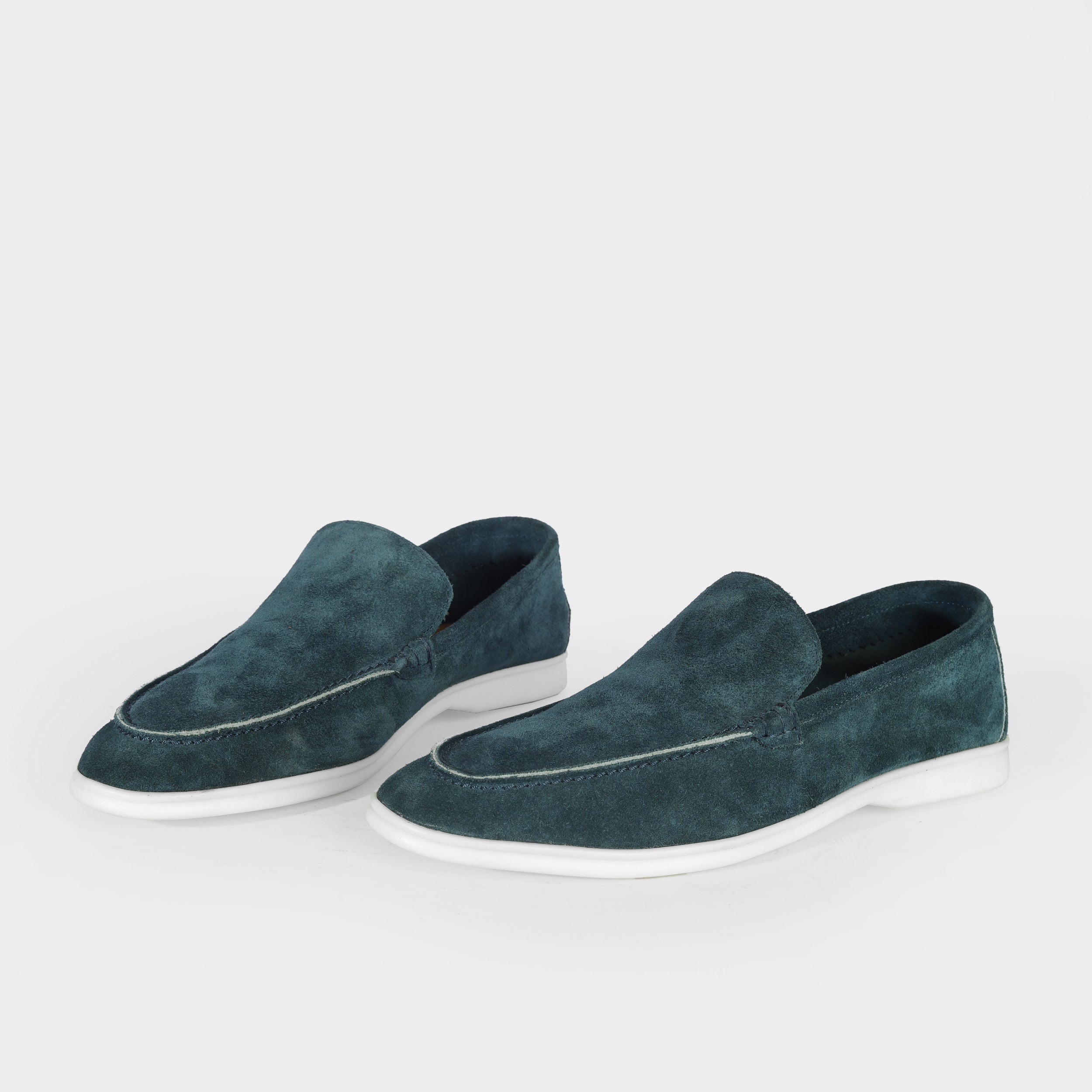 Heritage Suede Flat Loafers For Men Light Navy
