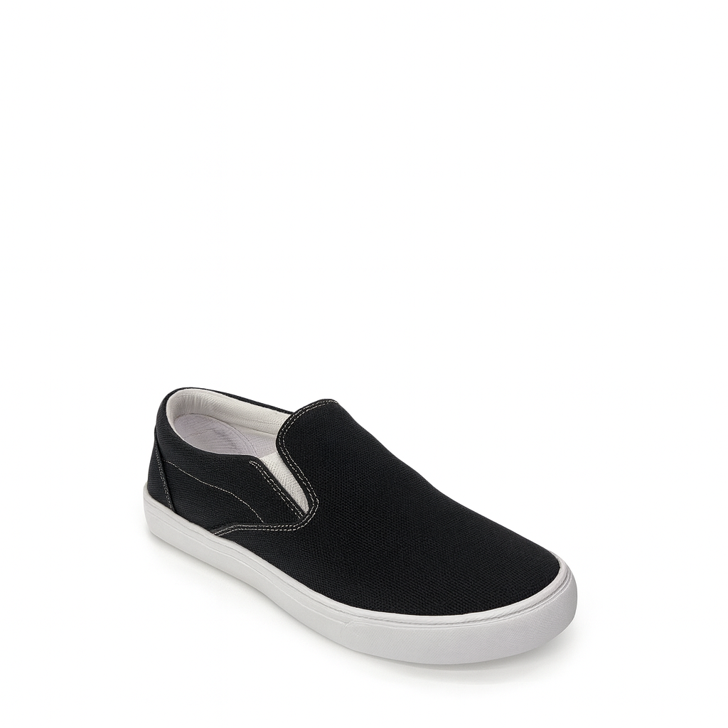 Black Canvas Slip-On Shoes for Men