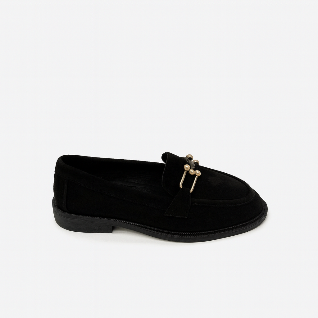 Loafers Suede Flat Women 519 Black