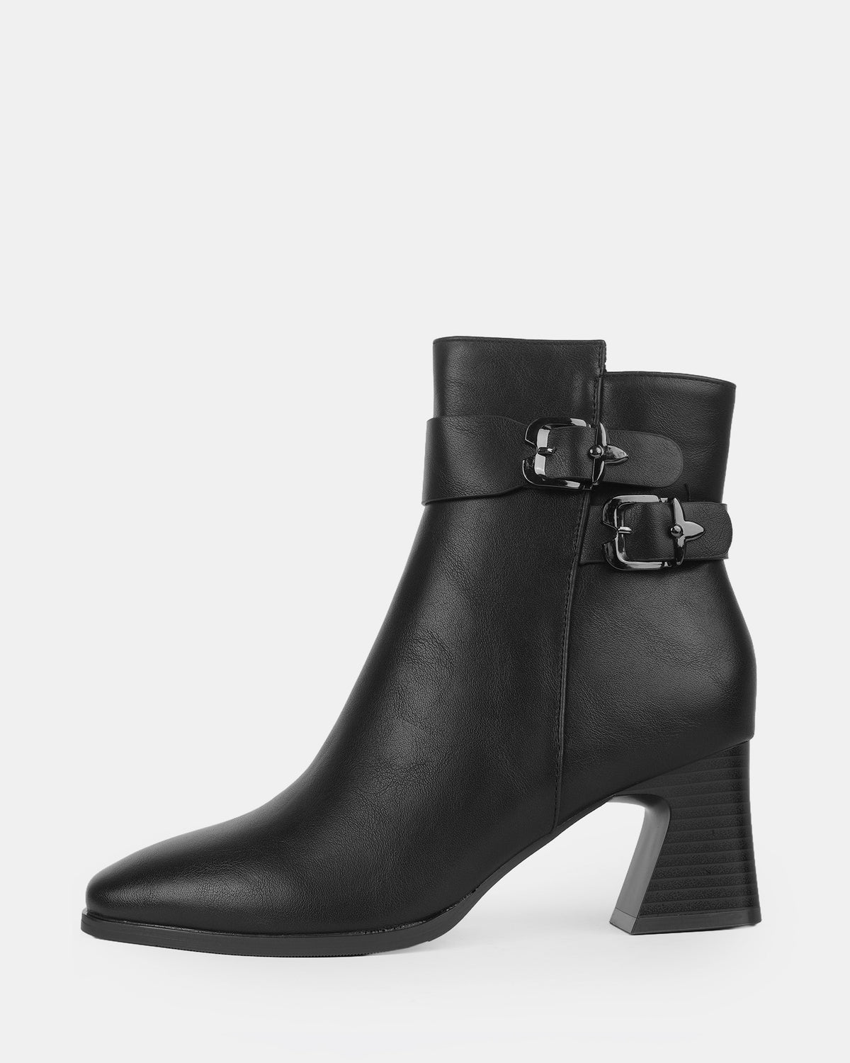 Women's Double Buckle Block Heel Ankle Boots