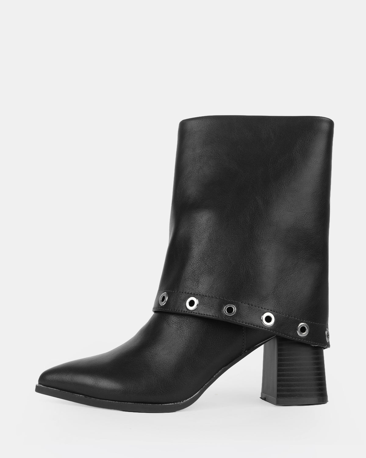 Women's Eyelet Cuff Heeled Ankle Boots