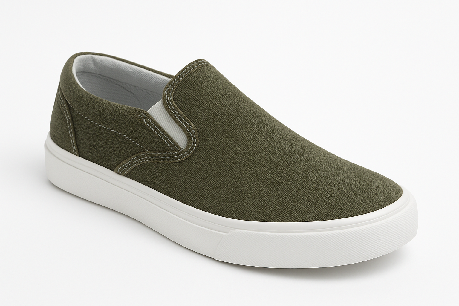 Khaki Canvas Slip-On Shoes for Men