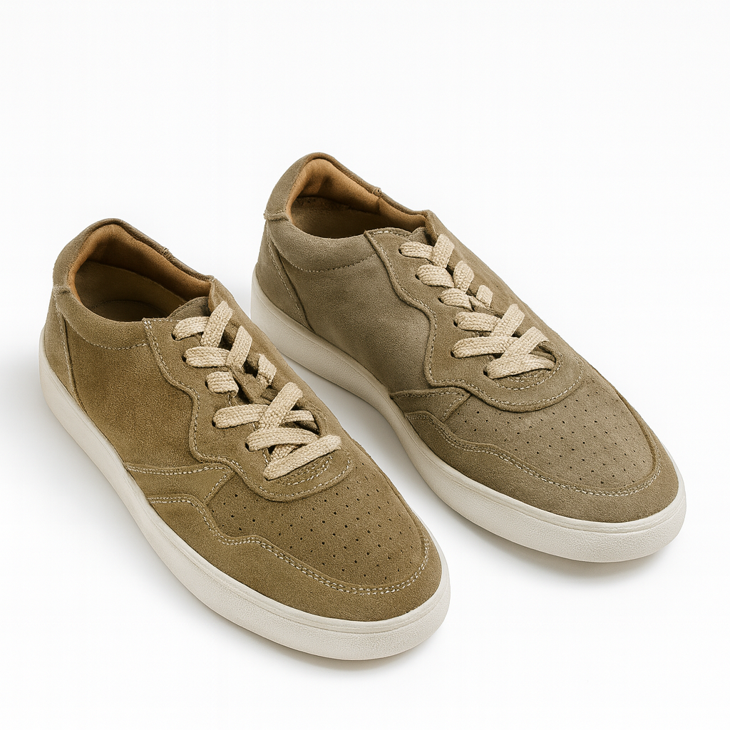 Grey Suede Lace-Up Sneakers for Men