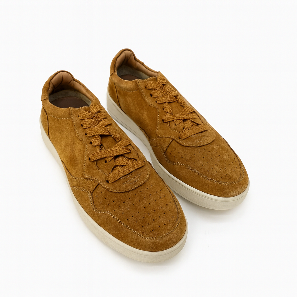 Brown Suede Lace-Up Sneakers for Men