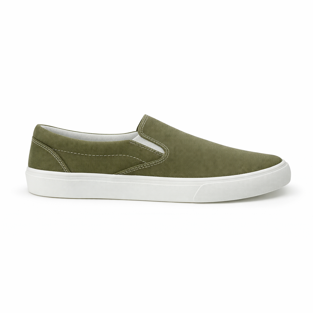 Khaki Canvas Slip-On Shoes for Men