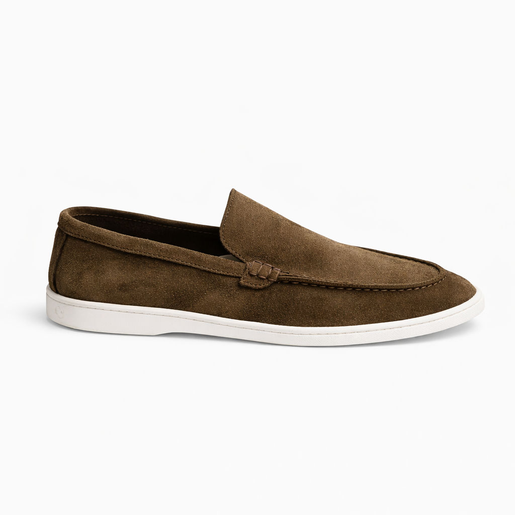Heritage Brown Suede Flat Loafers For Men