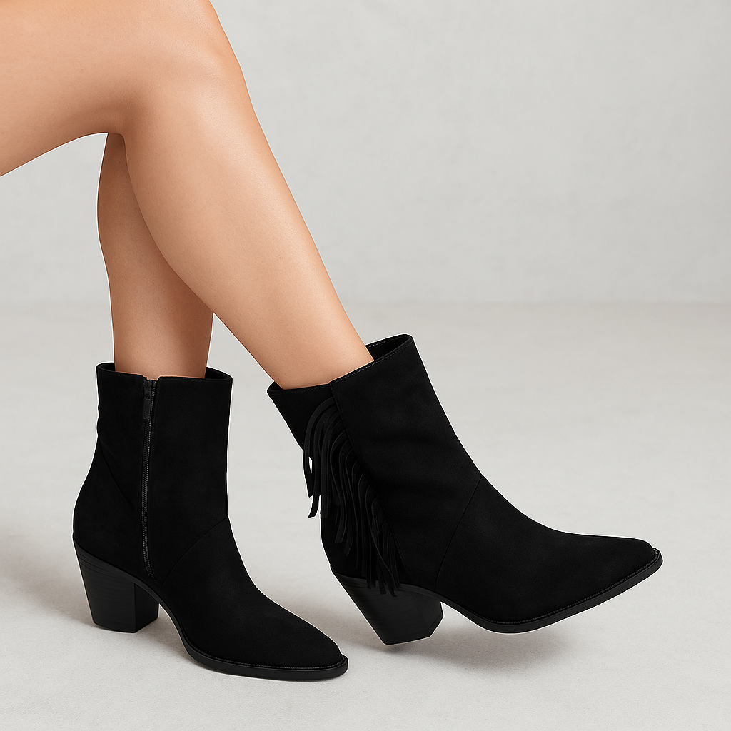 Suede Ankle Boot For Women P6 Black