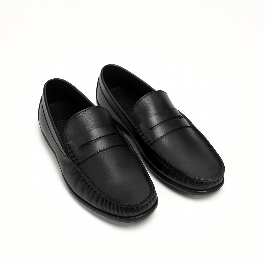 Men’s Black Suede Penny Loafers