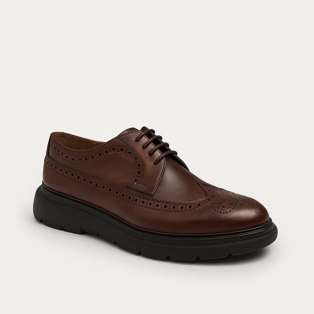 Men’s Brown Wingtip Brogues with Chunky Sole