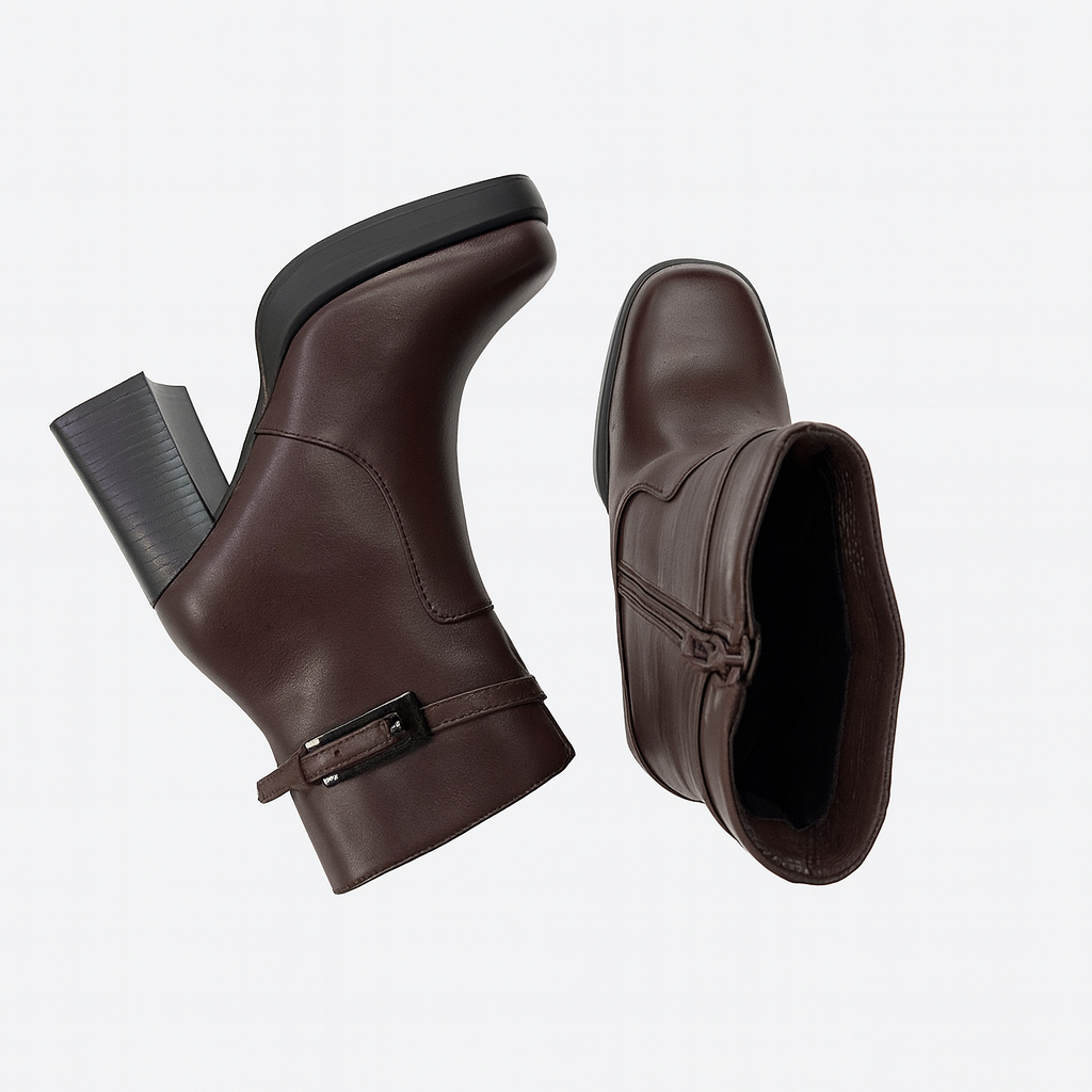 Leather Ankle Boot For Women Burgundy