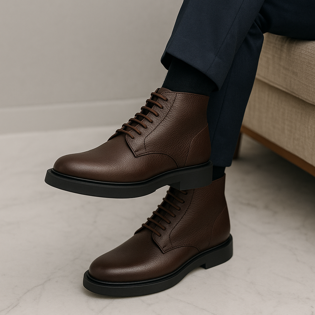 Leather Ankle Boot For Men Brown