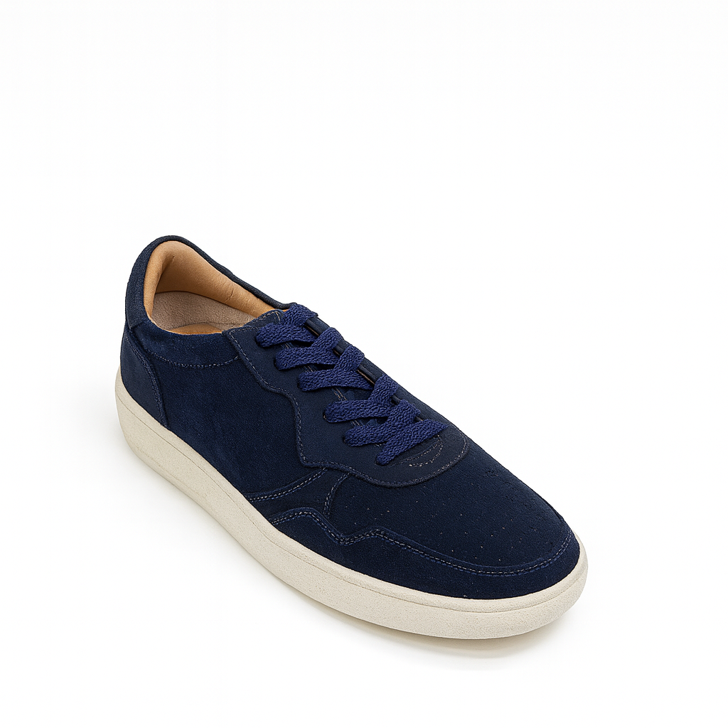 Navy Suede Lace-Up Sneakers for Men