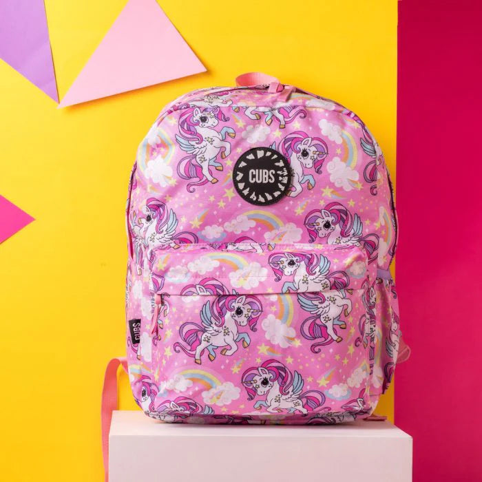 Baby Pink Unicorn and Rainbows Junior Student Backpack