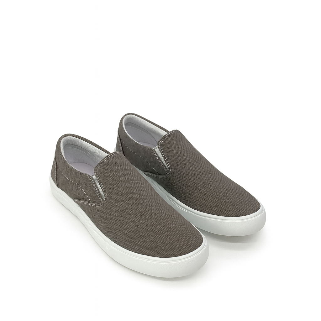 Grey Canvas Slip-On Shoes for Men