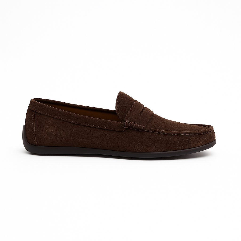 Men’s Brown Suede Penny Loafers