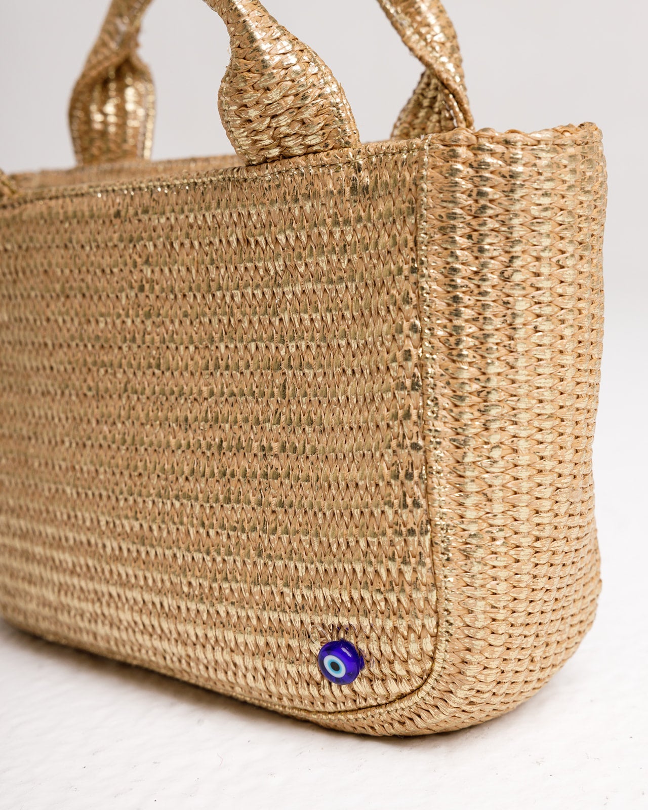 The Mini in Metallic Gold Raffia