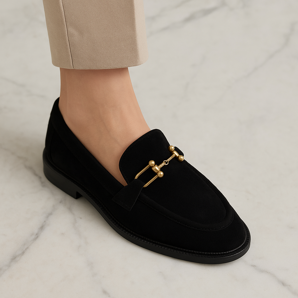 Loafers Suede Flat Women 519 Black