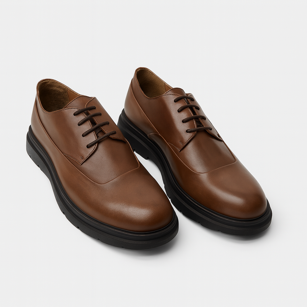 Men’s Modern Brown Derby Shoes – Comfort Sole