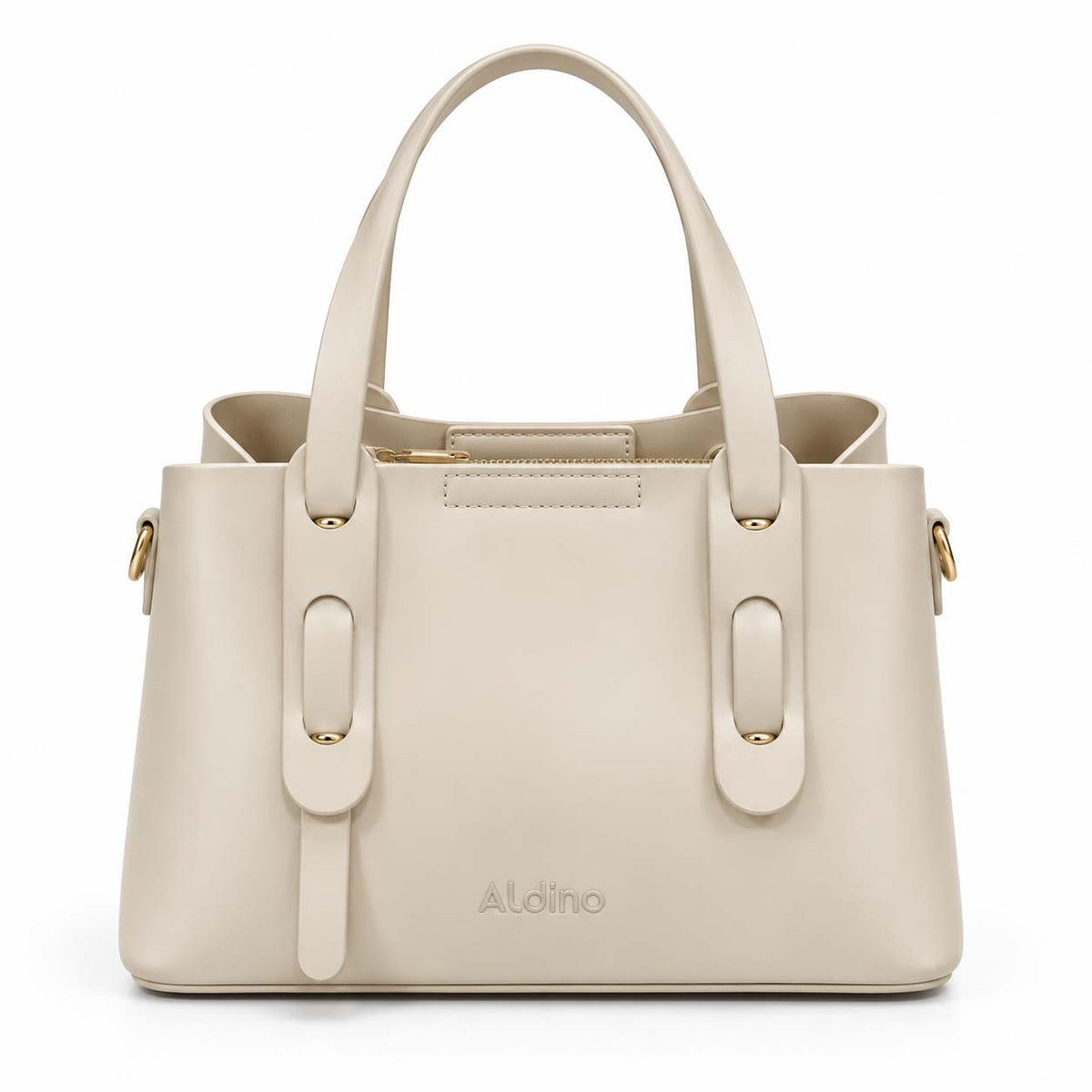 Aldino structured leather tote bag in beige