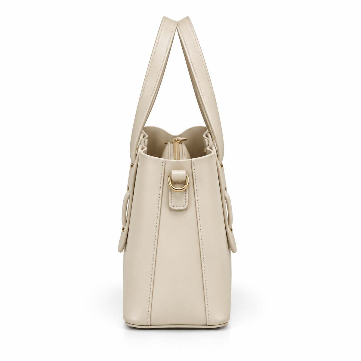 Aldino structured leather tote bag in beige