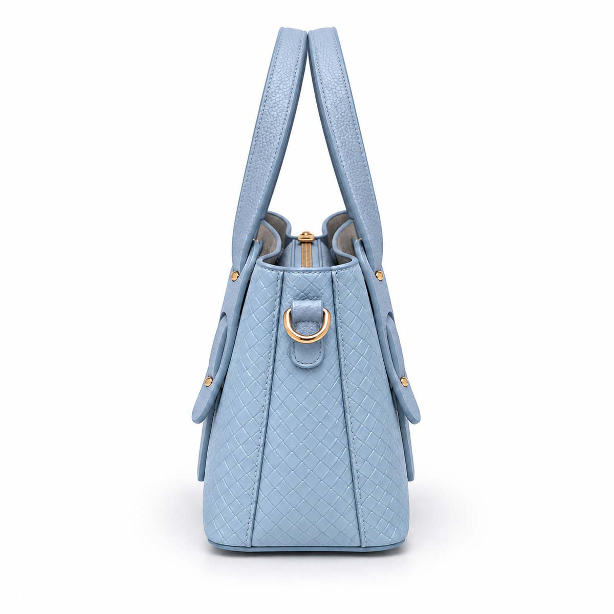 Aldino structured leather tote bag in light blue