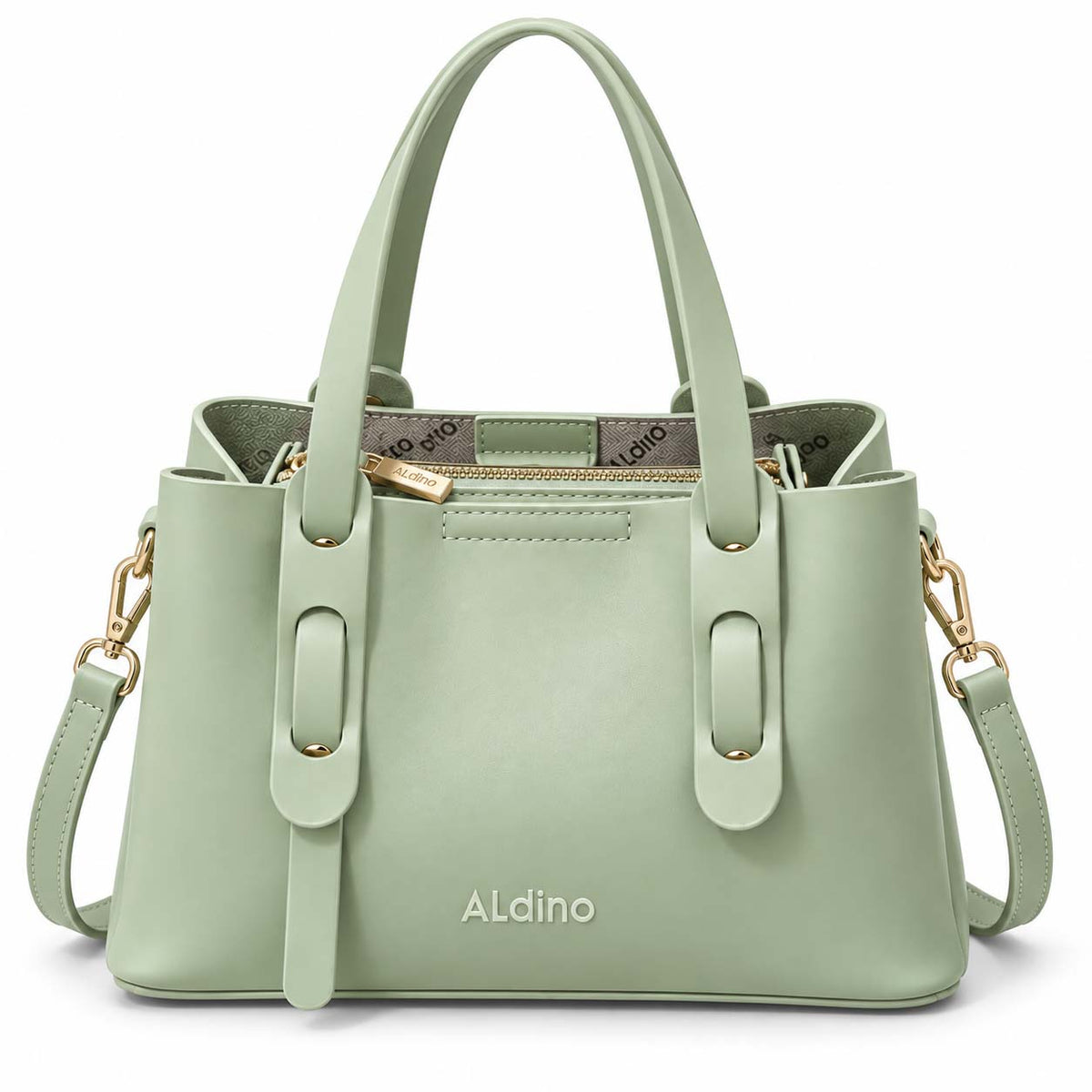 Aldino structured leather tote bag in pistachio green