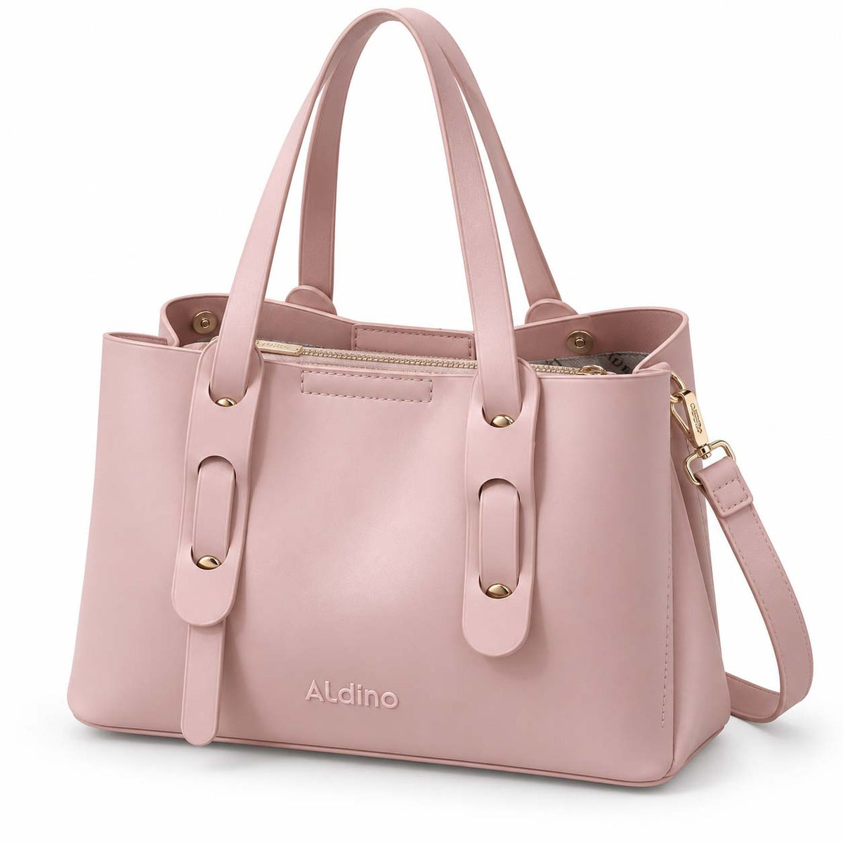 Aldino structured leather tote bag in rose