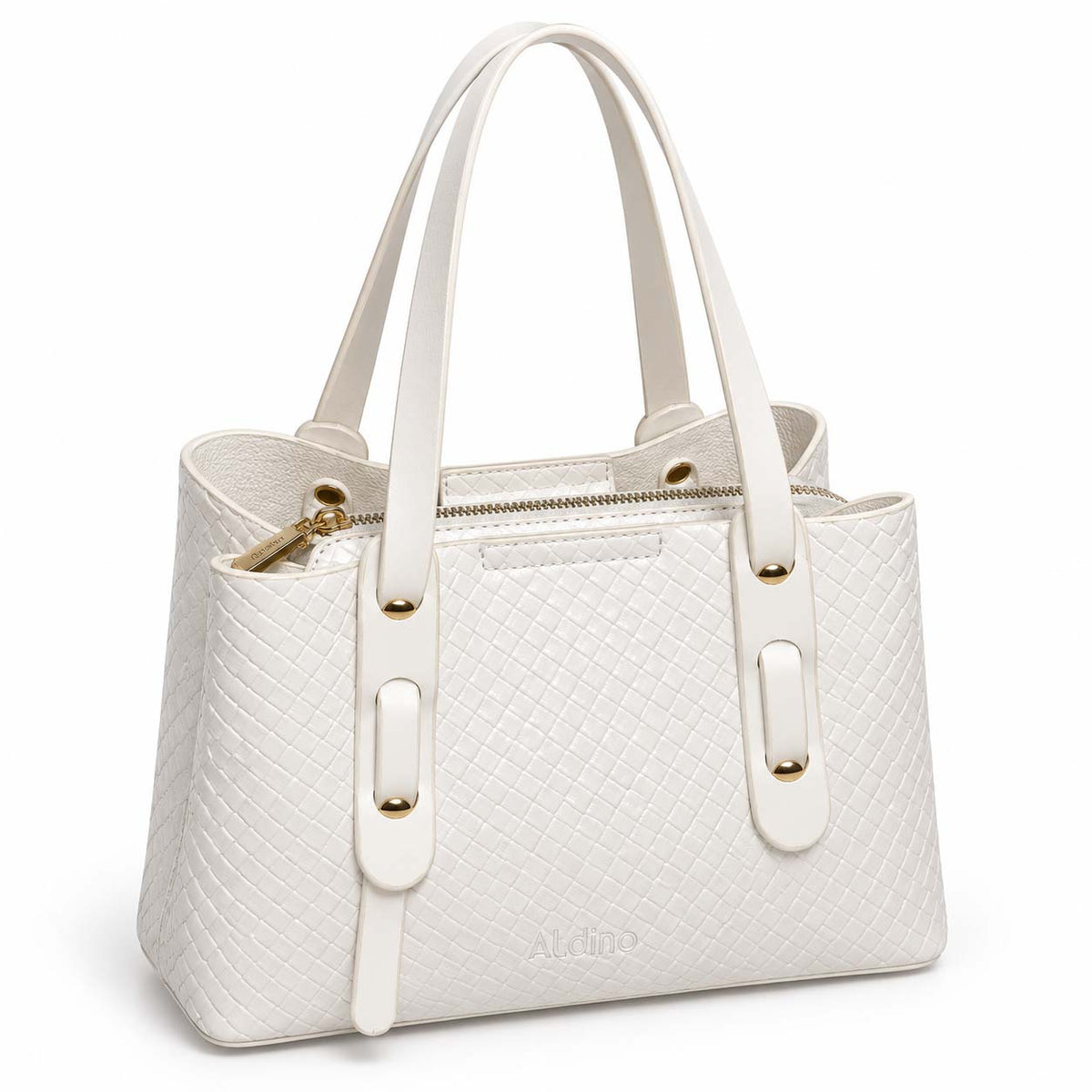 Aldino structured leather tote bag in white