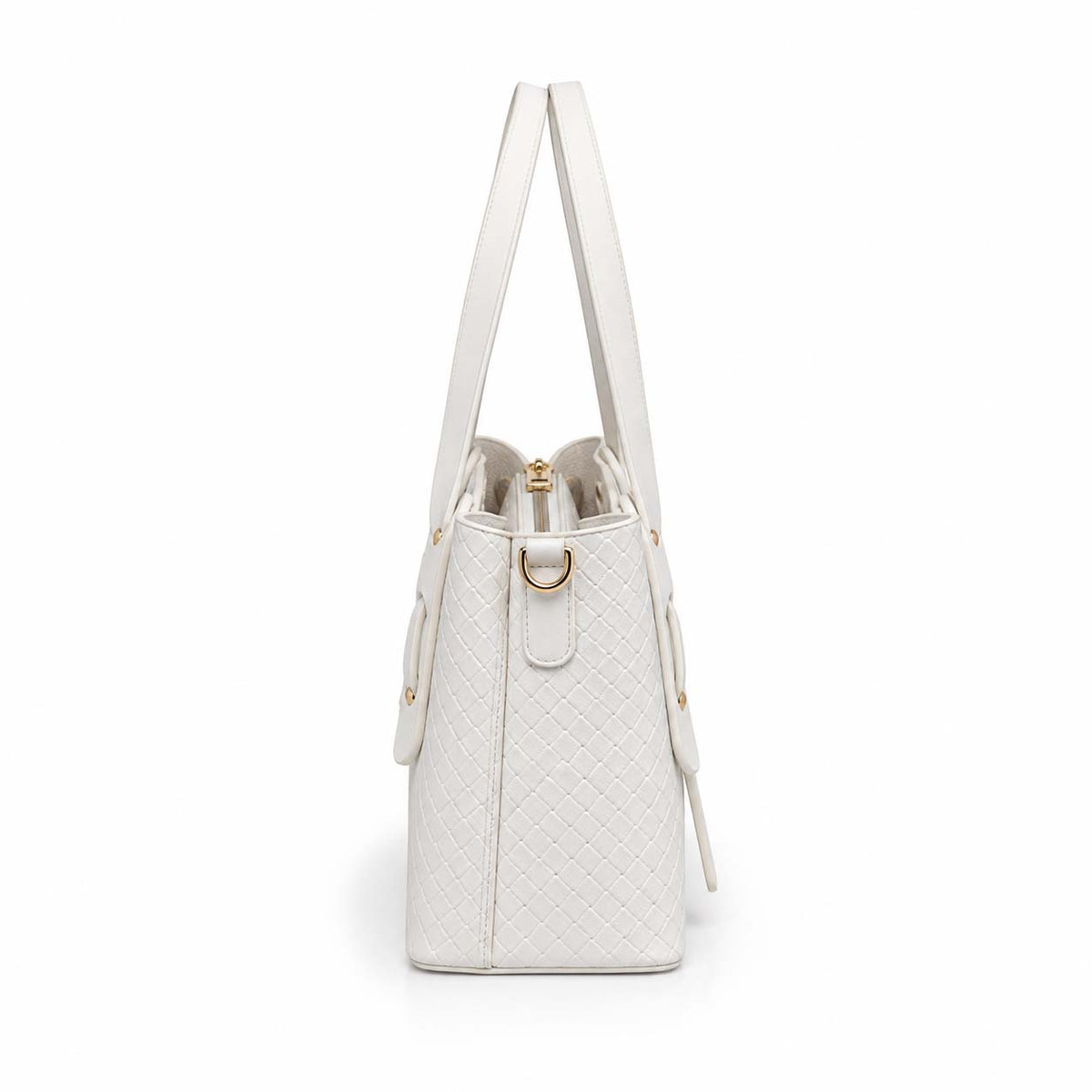 Aldino structured leather tote bag in white