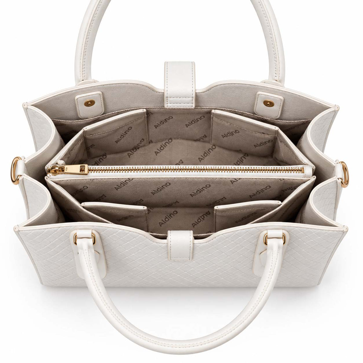 Aldino structured leather tote bag in white