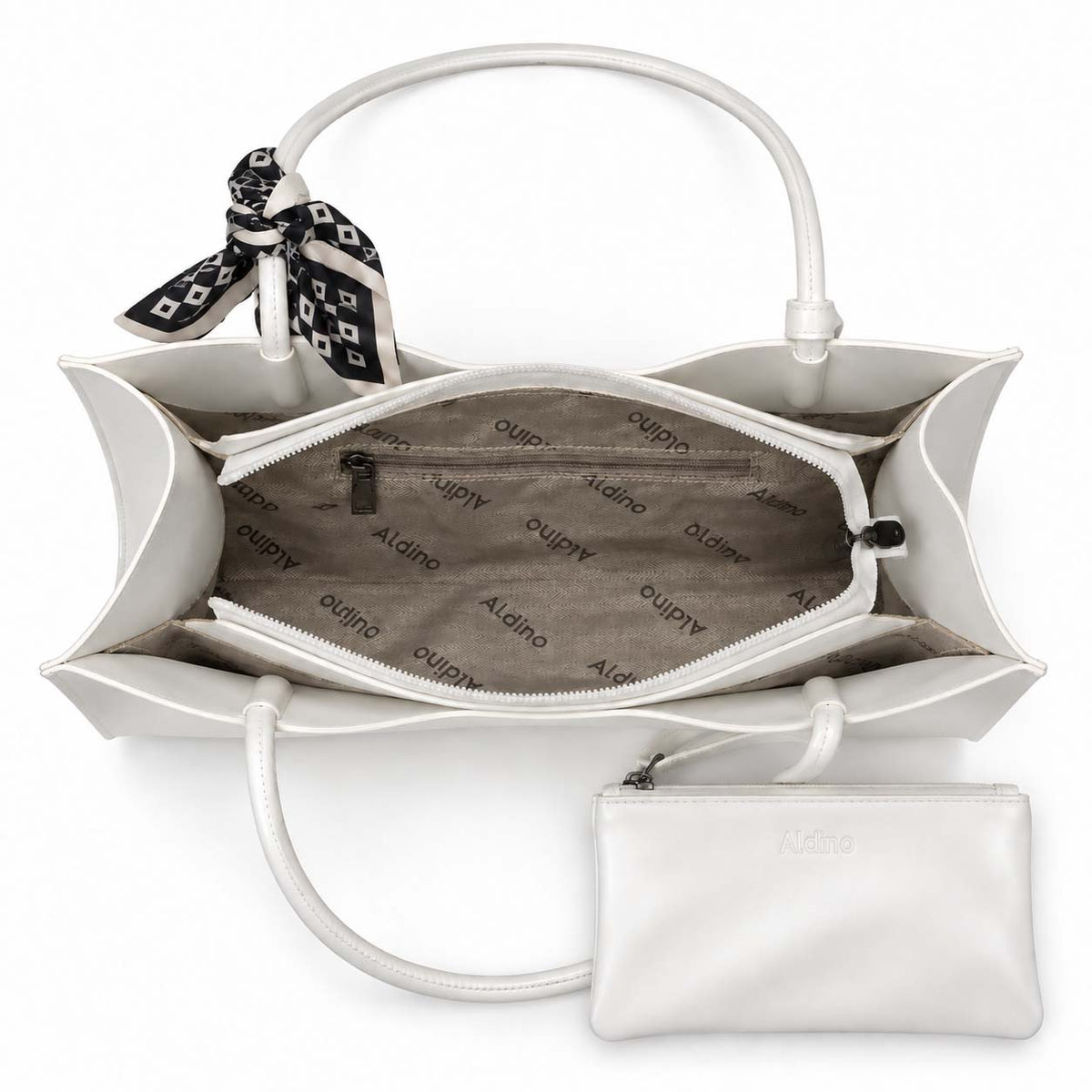 Aldino large structured tote bag in white
