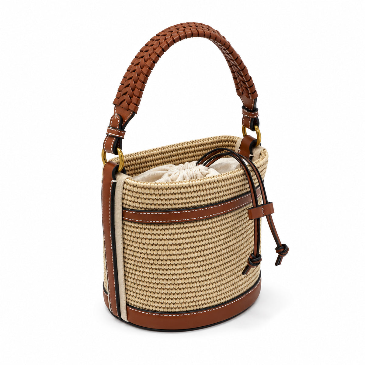 Aseel women's bucket bag in khaki, 100541-1996-6