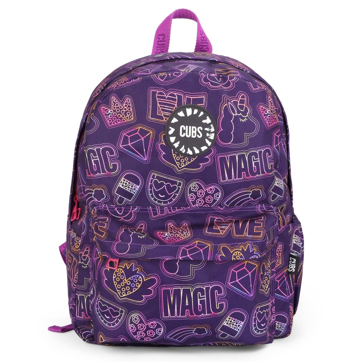 Cubs junior school backpack with purple doodle print, 28L
