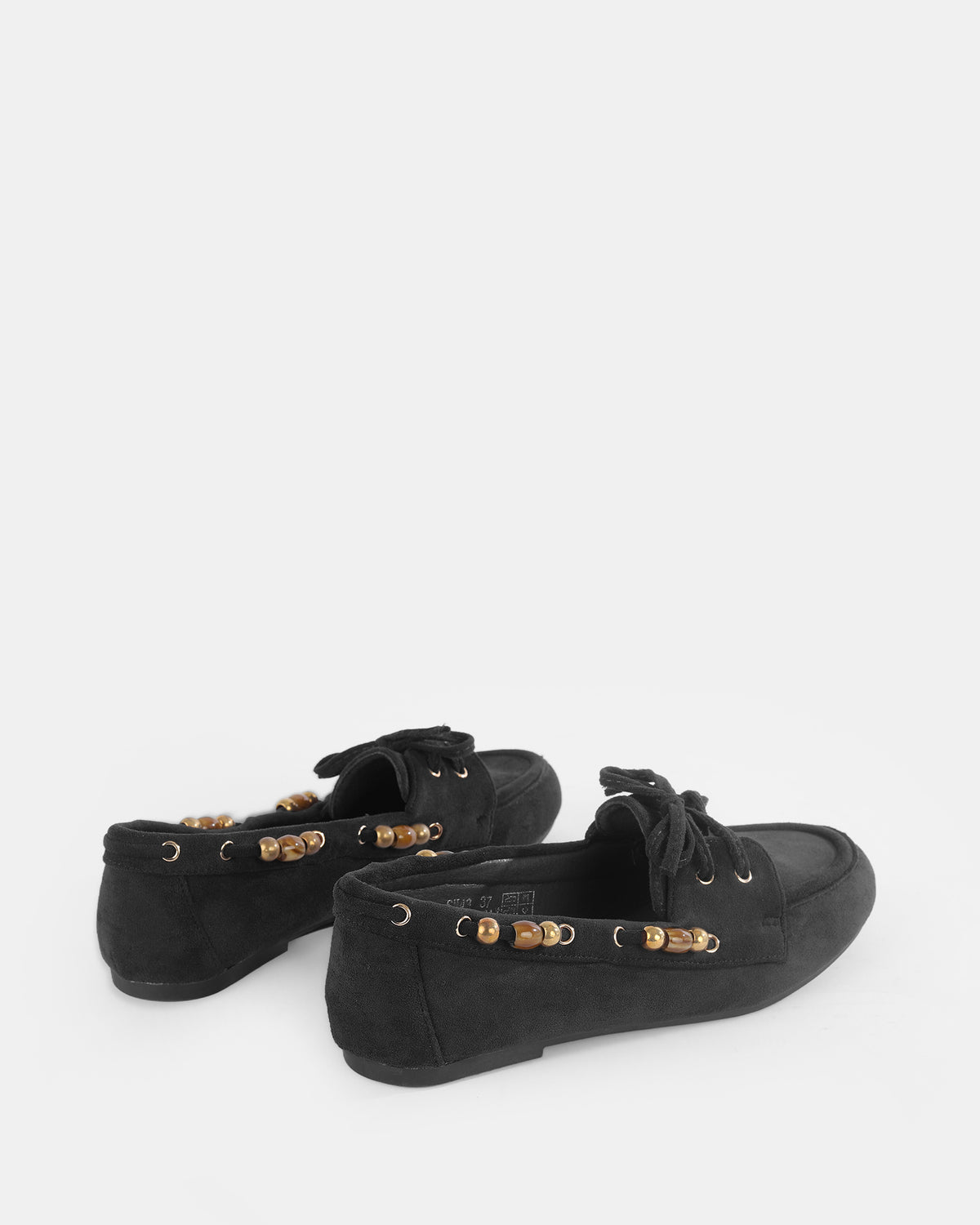 Botshy Women's Beaded Boat Shoe Loafer Black