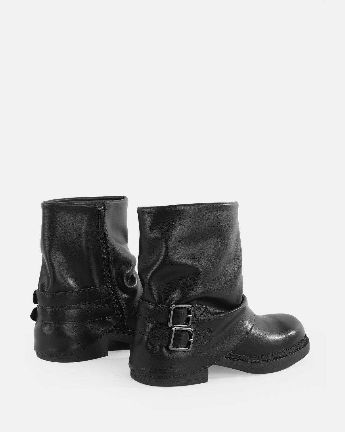 Botshy Women's Cuffed Buckle Ankle Boot Black