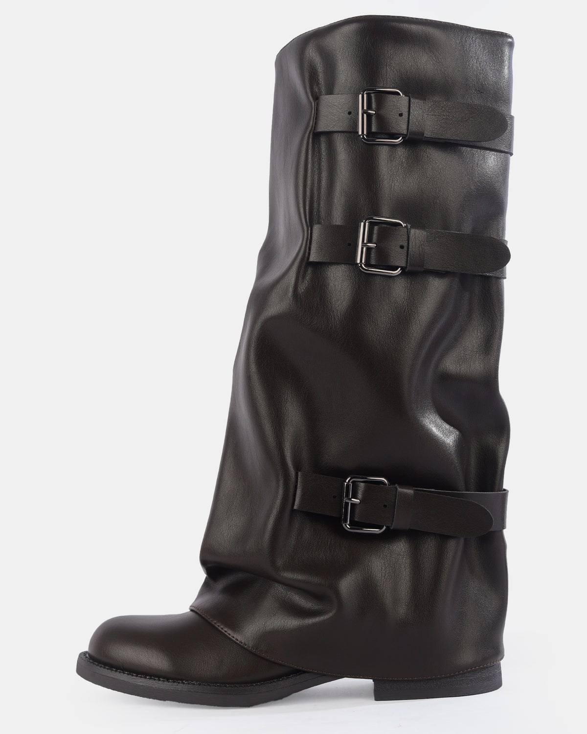 Botshy Women's Tall Buckle Fold-Over Boot Cafe