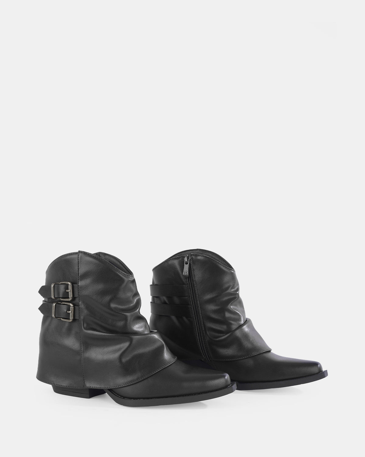 Botshy Women's Western Buckle Ankle Boot Black
