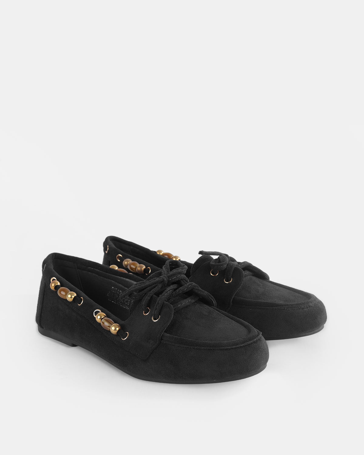 Botshy Women's Beaded Boat Shoe Loafer Black