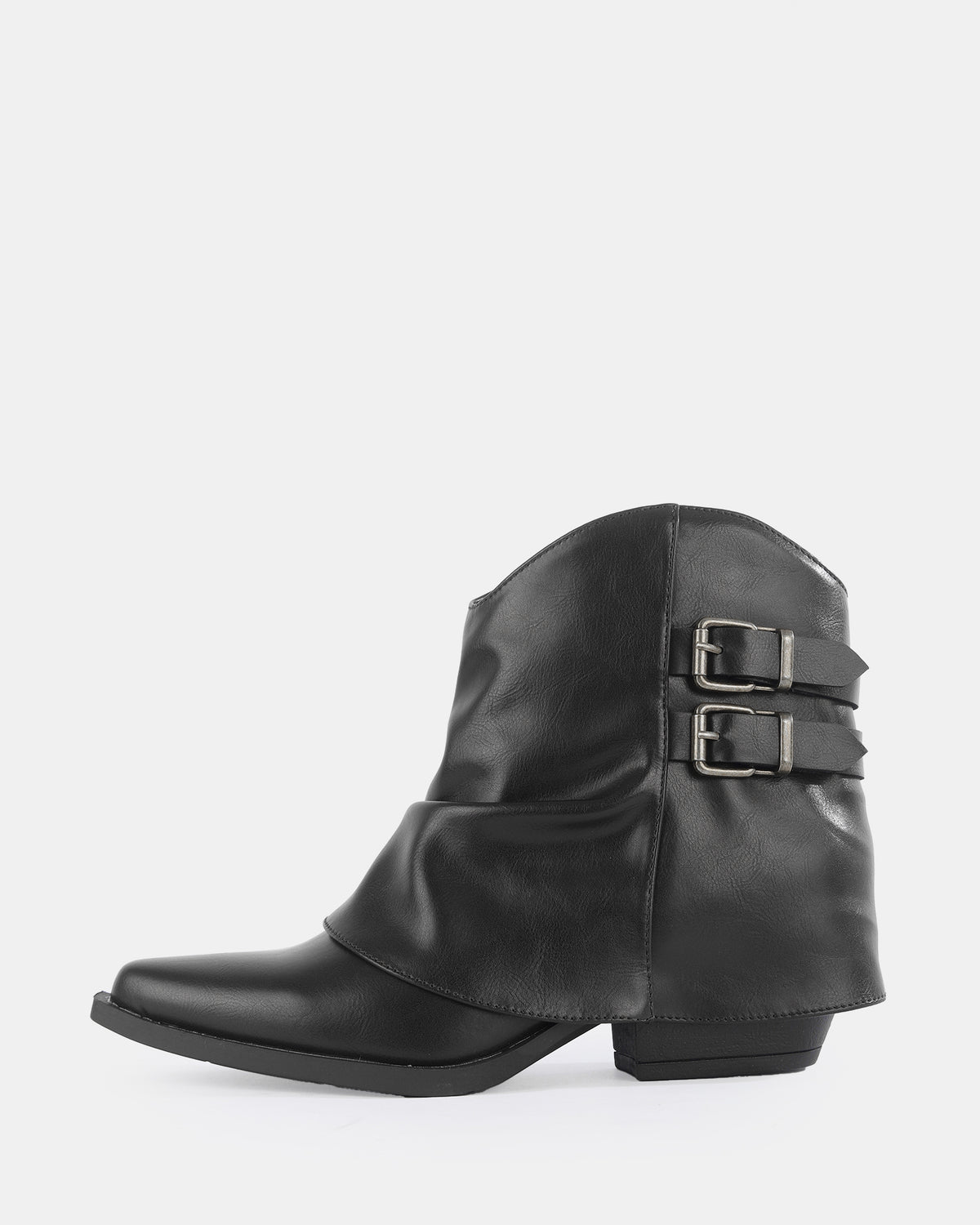 Botshy Women's Western Buckle Ankle Boot Black