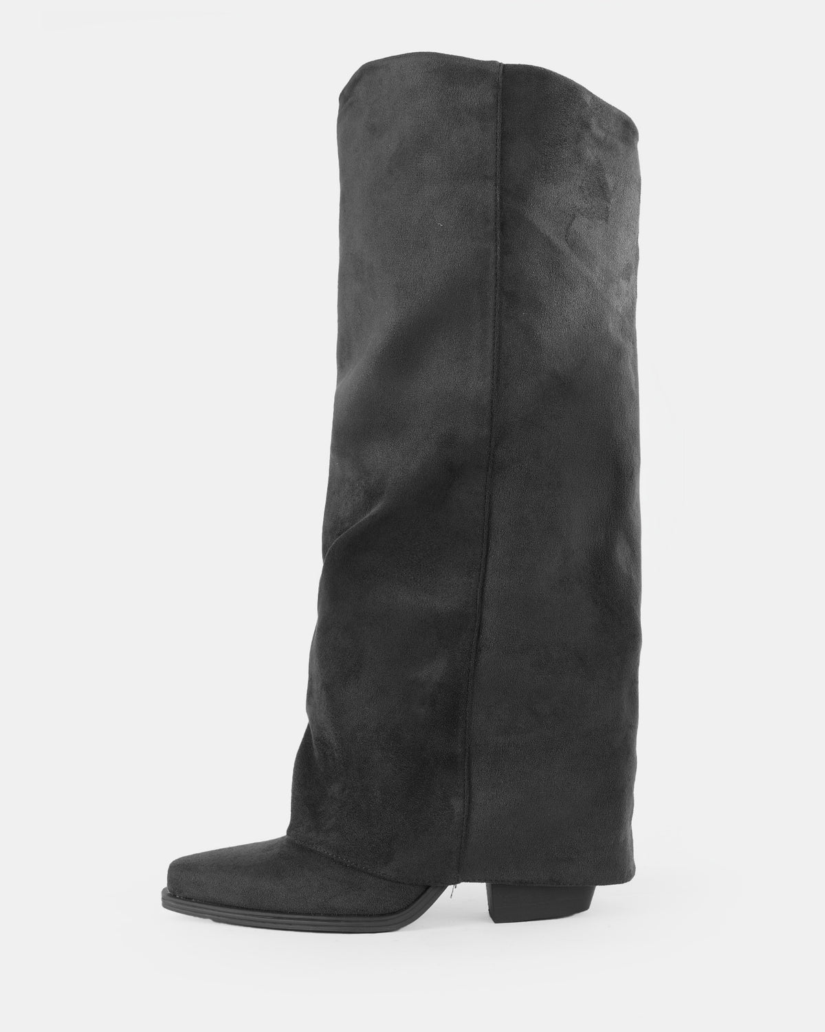 Botshy Women's Tall Suede Fold-Over Boot Black