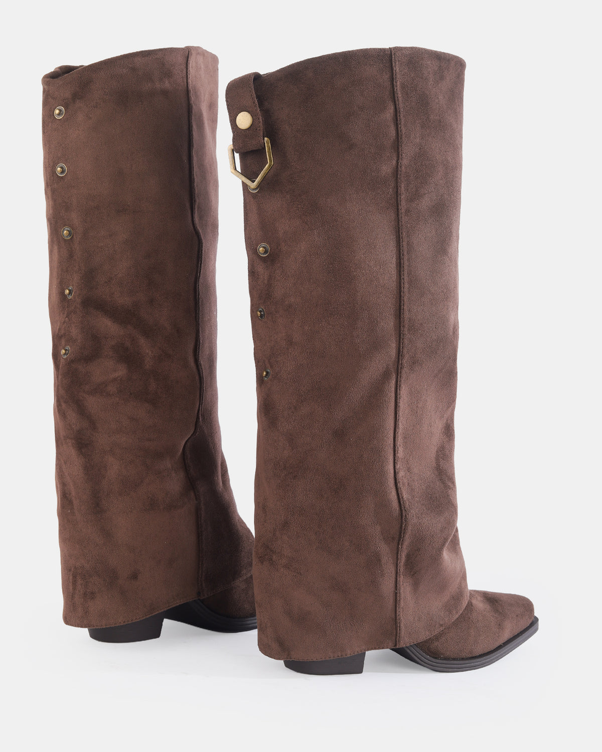 Botshy Women's Tall Suede Fold-Over Boot Cafe