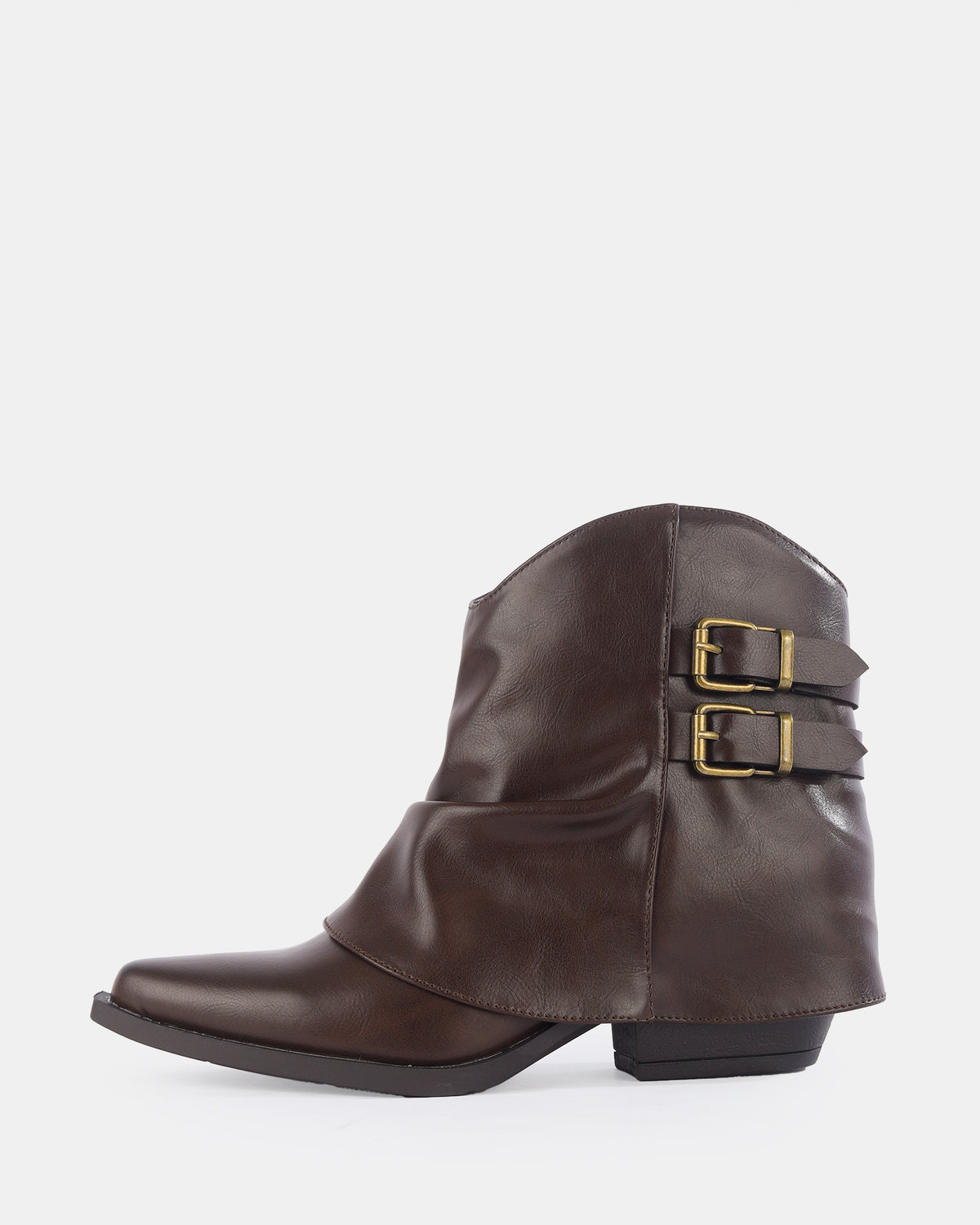 Botshy Women's Western Buckle Ankle Boot Cafe